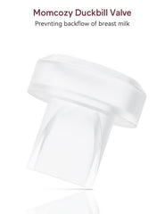 Momcozy pump seal and milk container view for leak prevention and easy handling.