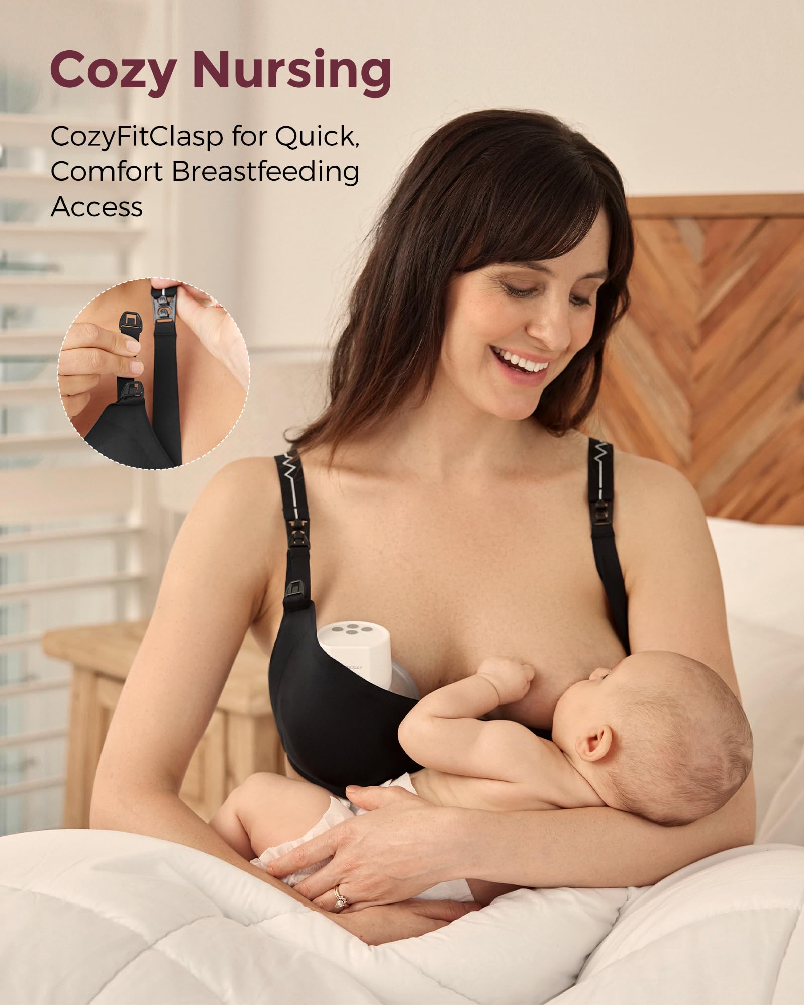 Momcozy CozyFitClasp expands space for improved pumping comfort.