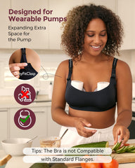 Momcozy pumping bra enables hands-free pumping during daily activities.
