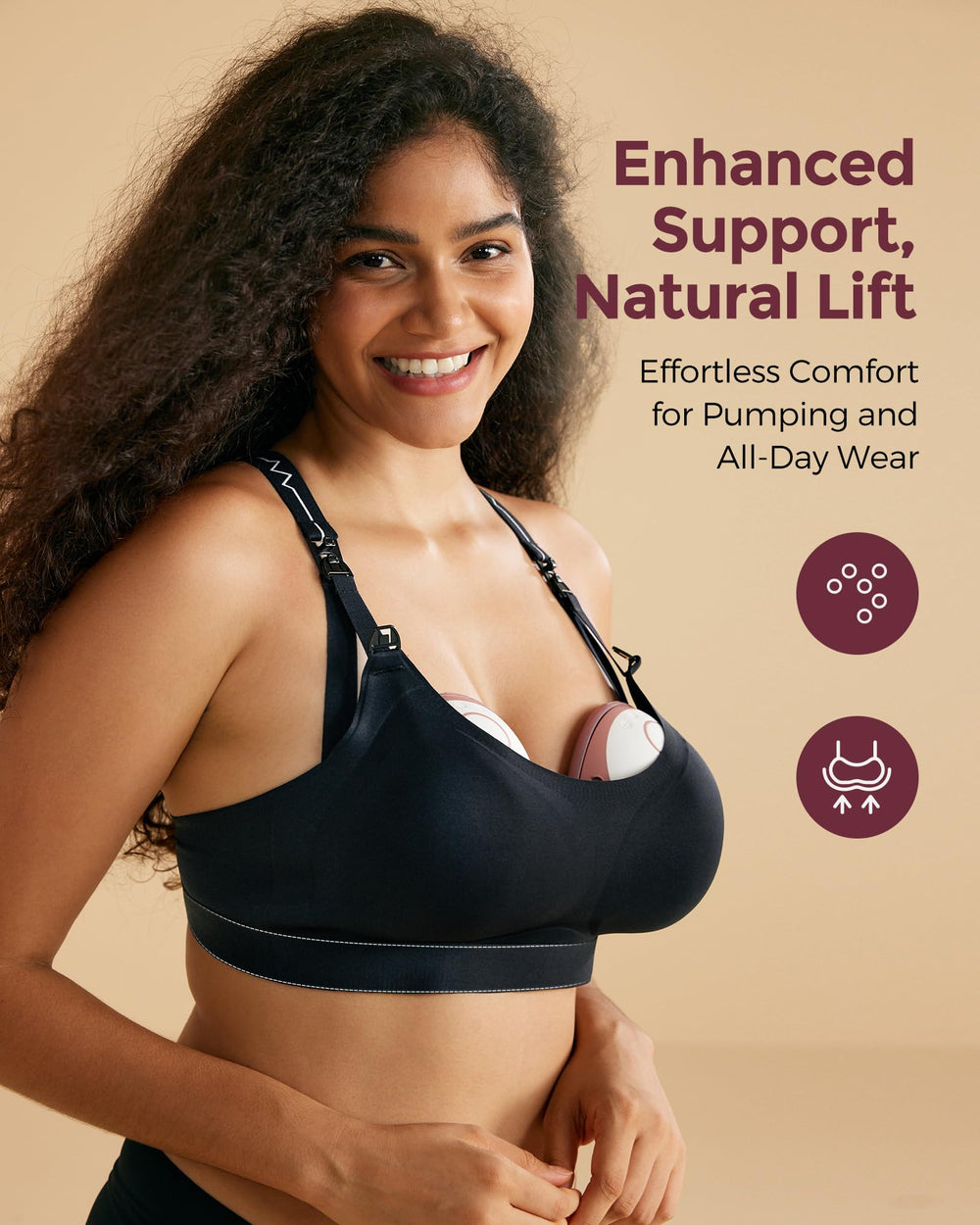 Momcozy nursing-pumping bra switches between nursing and pumping in one garment.