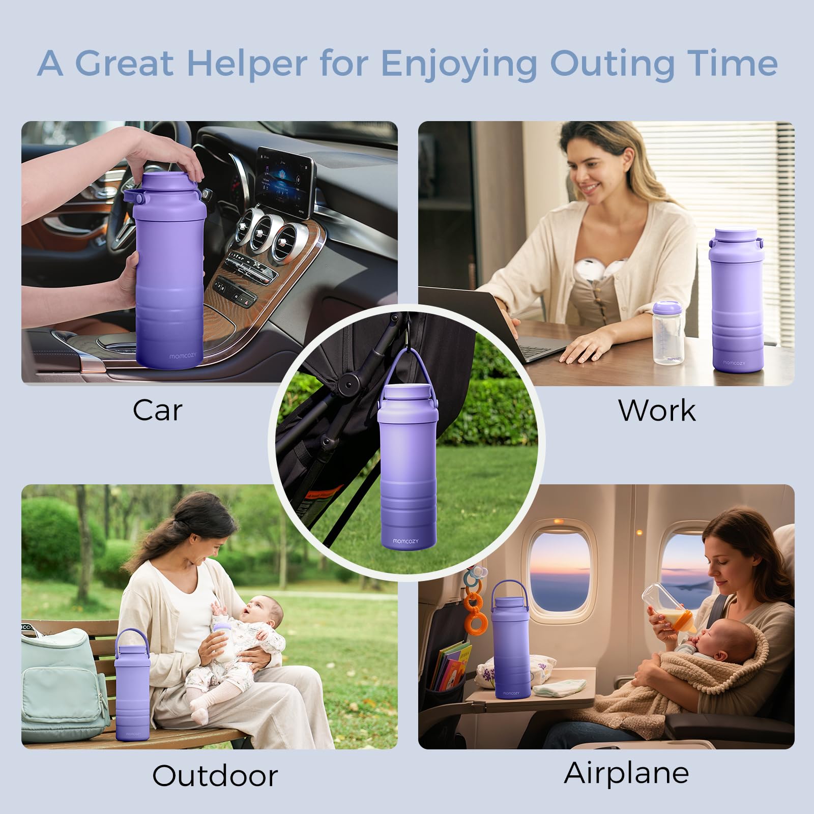 Momcozy replaceable nipples and bottles for convenient feeding.