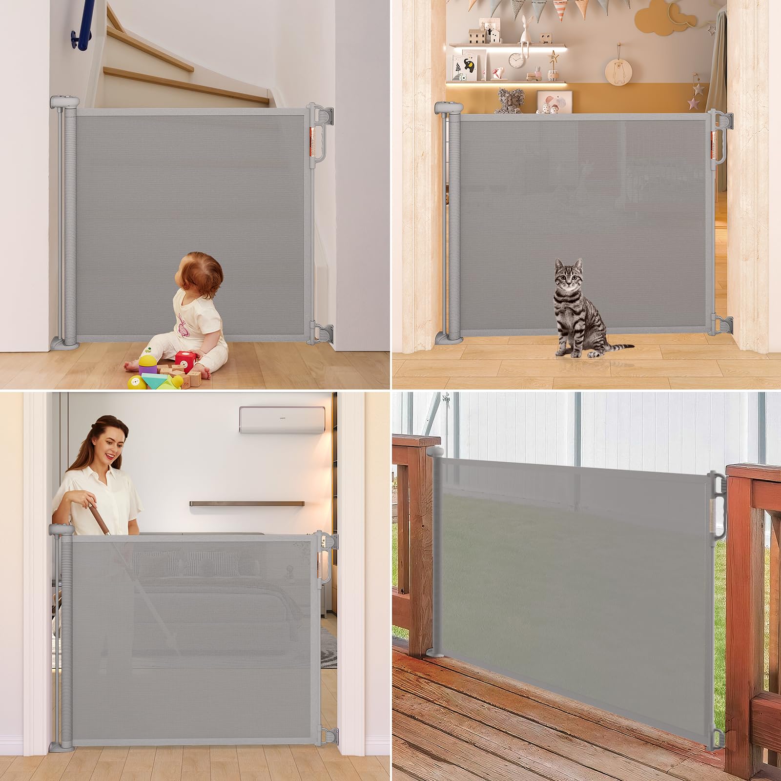 Momcozy retractable baby gate indoor outdoor suitable for stairs and hallways