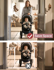 Momcozy retractable baby gate mesh retracts neatly, saving space when not in use