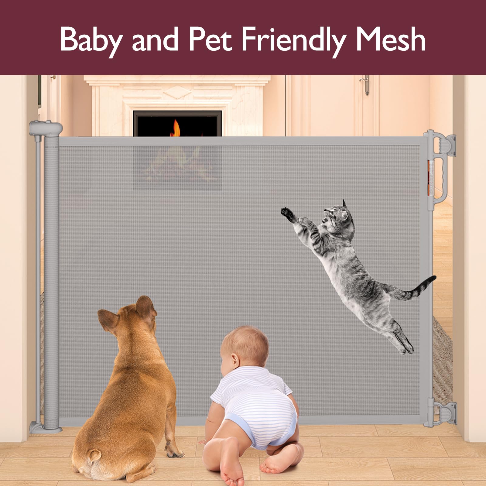 Momcozy retractable baby gate one-handed use enables easy operation while holding a child
