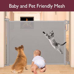 Momcozy retractable baby gate one-handed use enables easy operation while holding a child