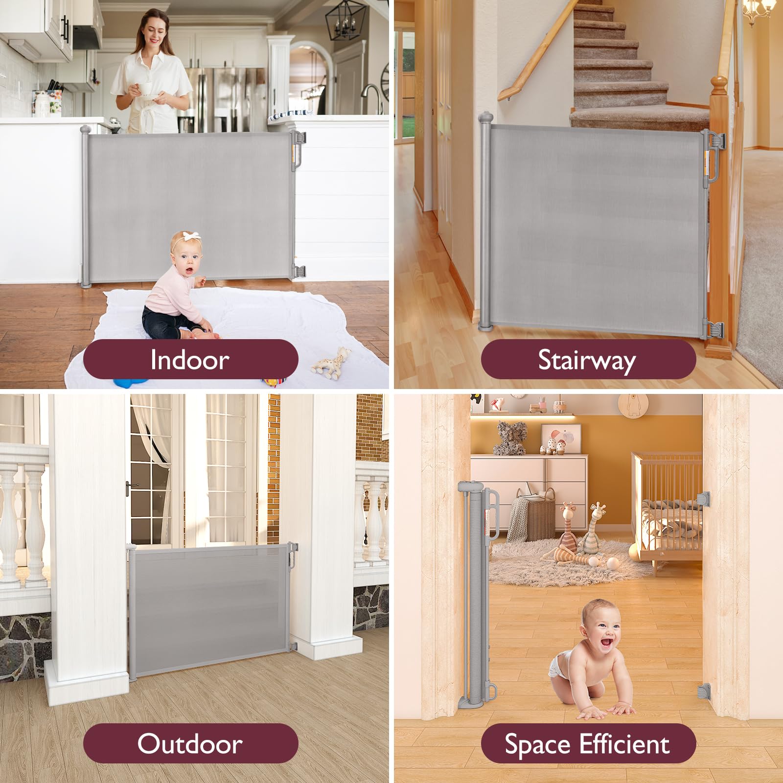 Momcozy retractable gate extended to 71-inch opening for large spaces