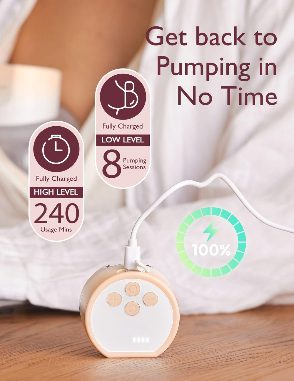 Momcozy S12 Pro hands-free travel-ready design in Cozy Orange