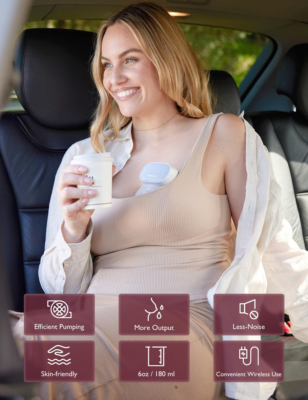 Momcozy S9 Pro long battery life supports outdoor pumping with 270 minutes of use.