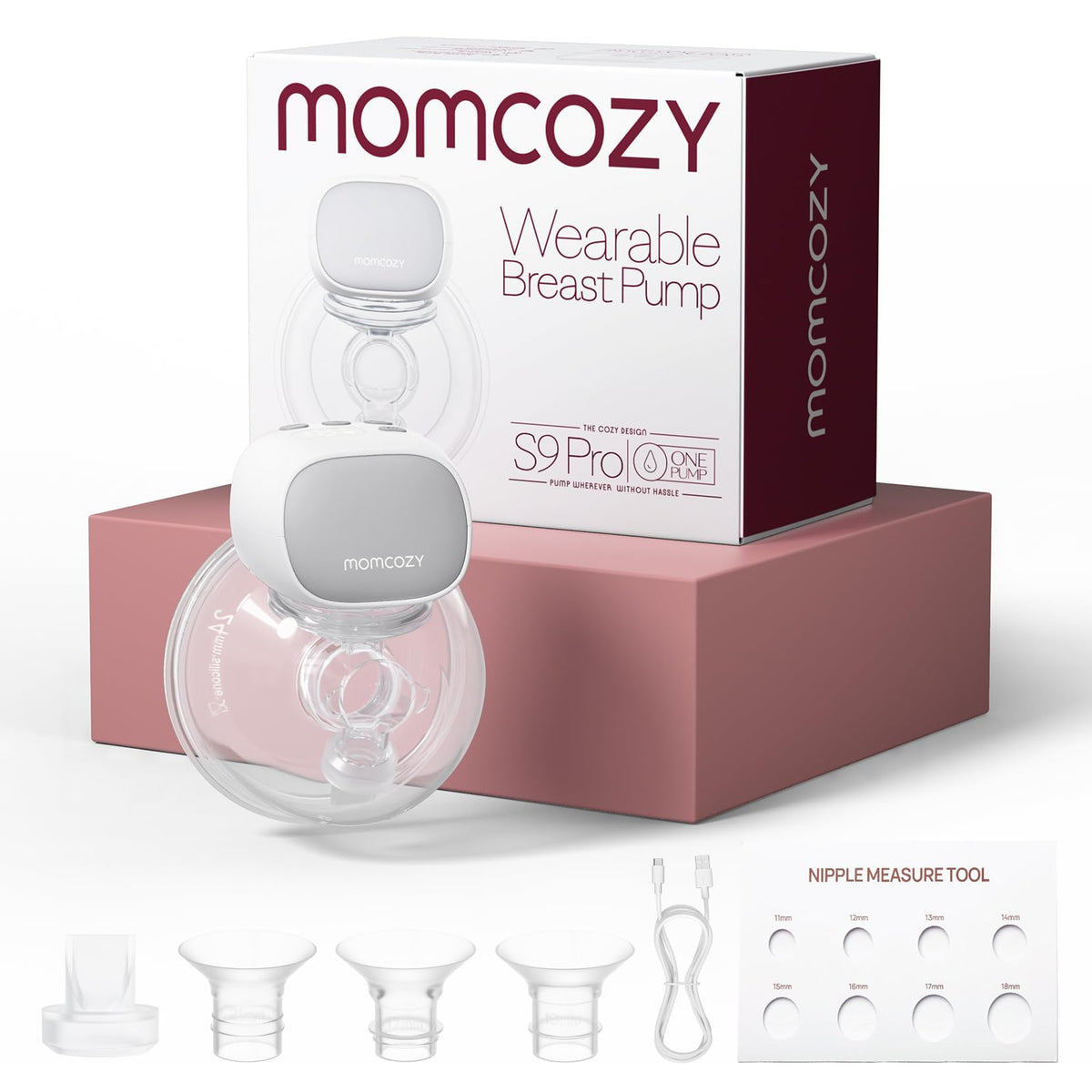 Momcozy S9 Pro wearable pump compact design demonstrates discreet all-day pumping flexibility.
