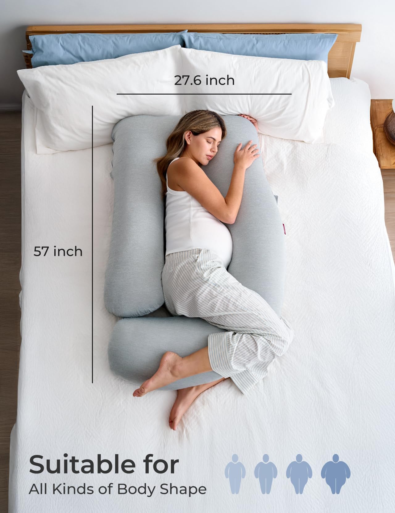 Momcozy side-sleep-friendly full-body pillow designed for side sleepers