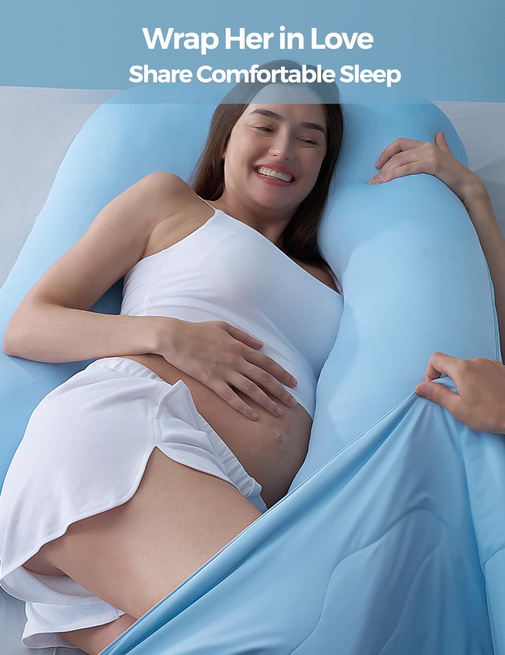 Momcozy side-sleep-friendly position with the pregnancy pillow