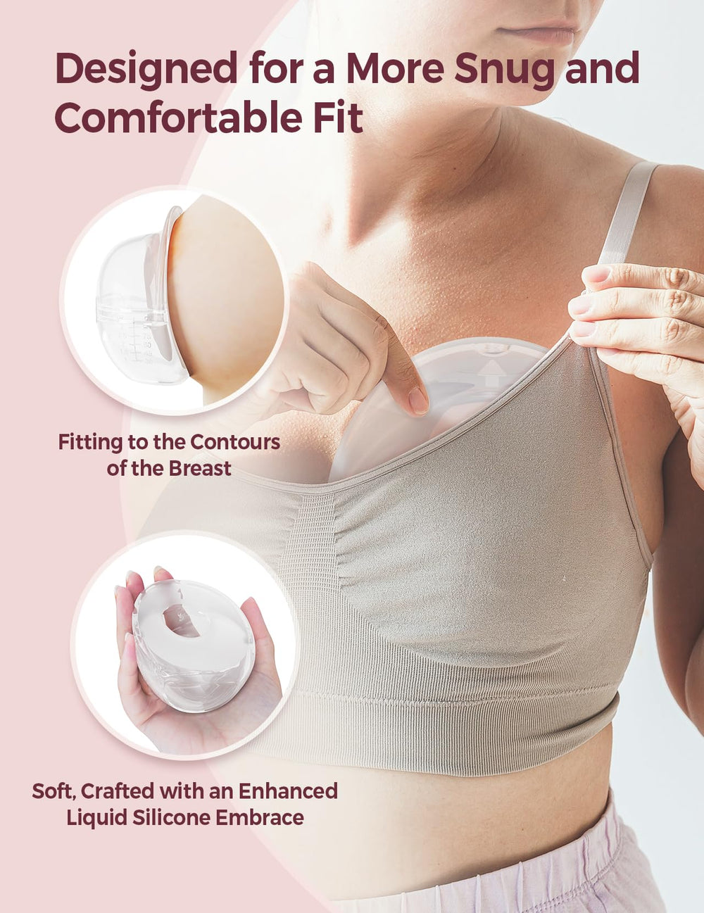 Momcozy silicone milk collector close-up highlighting soft silicone comfort.