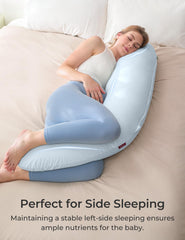 Momcozy pillow with soft synthetic fill delivers gentle cushioning.