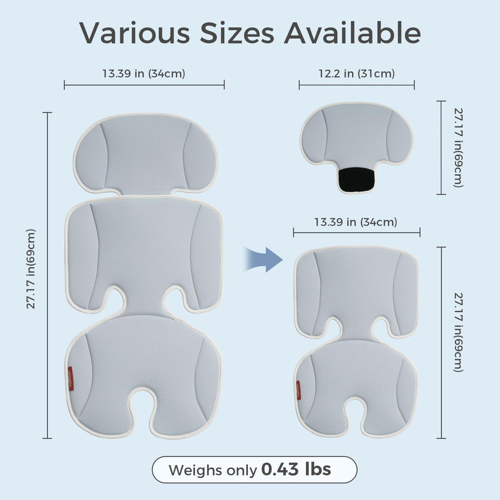 Momcozy stroller cooling pad machine-washable fabric for easy cleaning.