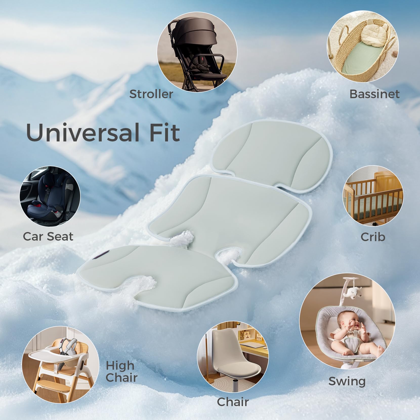 Momcozy stroller cooling pad open straps reducing slippage during use