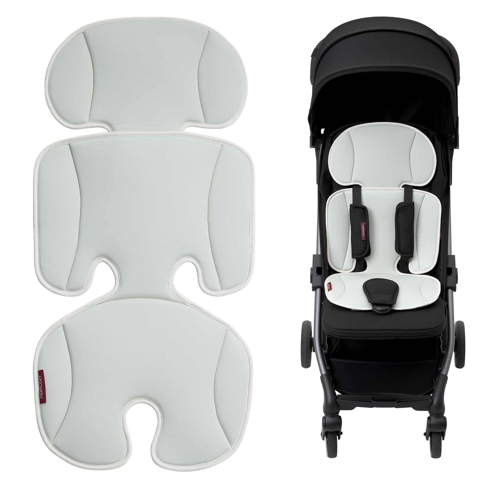 Momcozy stroller cooling pad top view showing breathable fabric for baby comfort