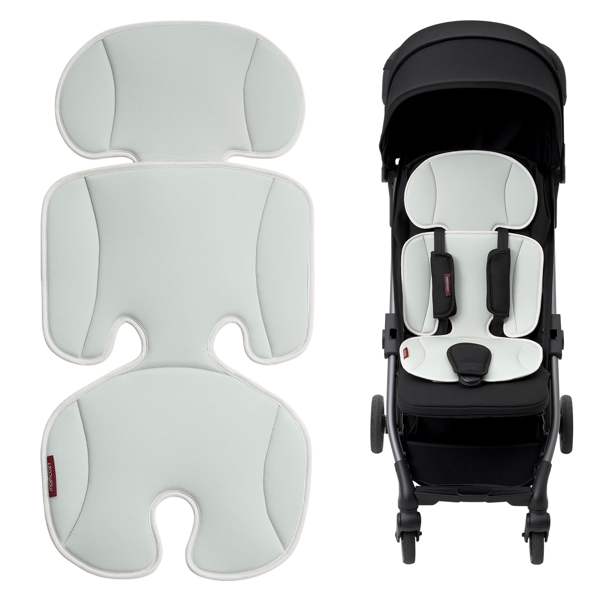 Momcozy stroller cooling pad top view showing breathable fabric for baby comfort