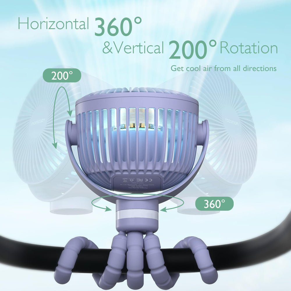 Momcozy clip-on fan attaches securely to strollers, cribs, or car seats