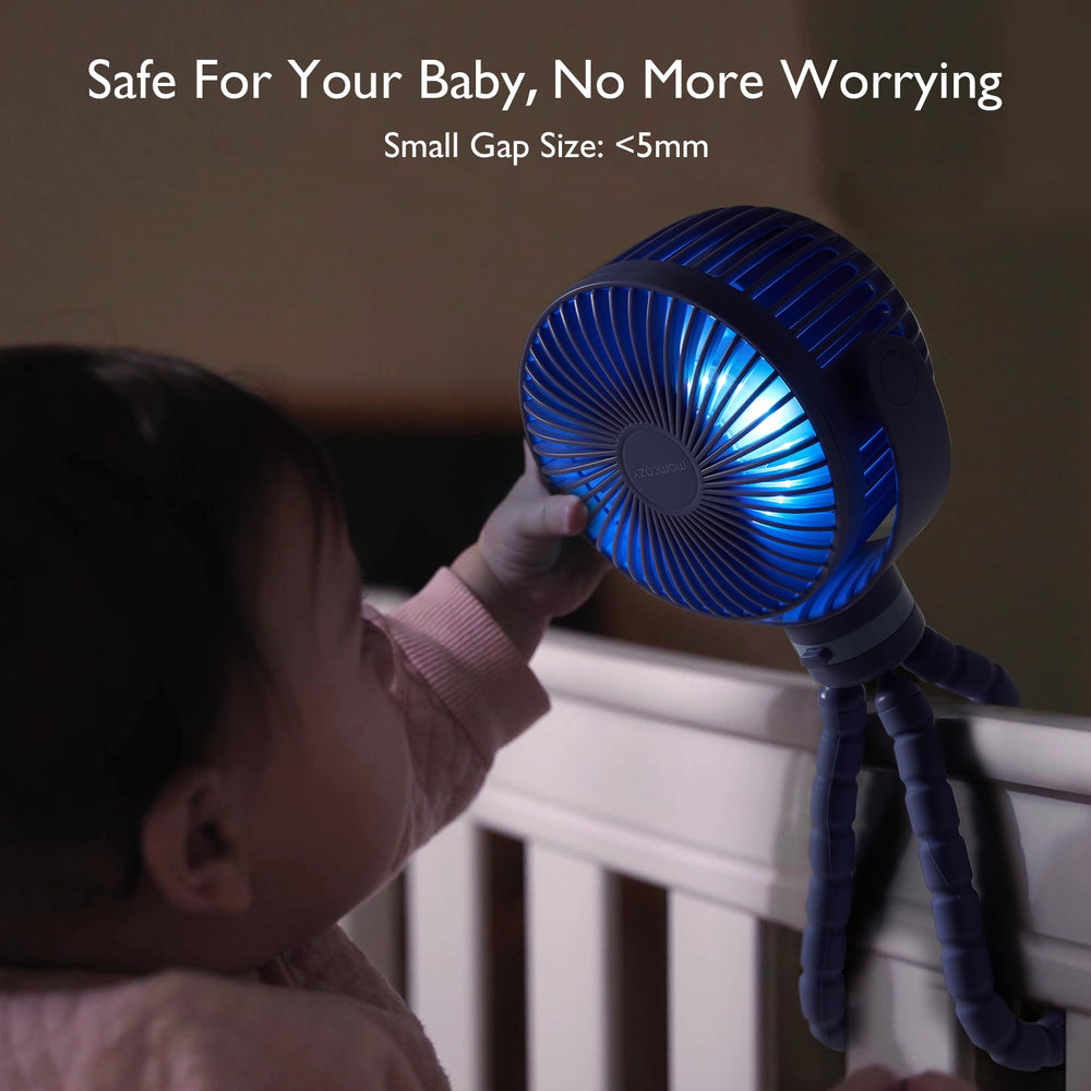 Momcozy stroller fan LED night light with two modes for night visibility