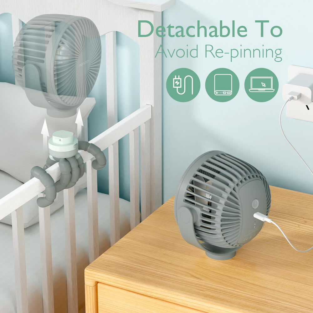 Momcozy LED night light on the fan offers two modes for nighttime tasks.