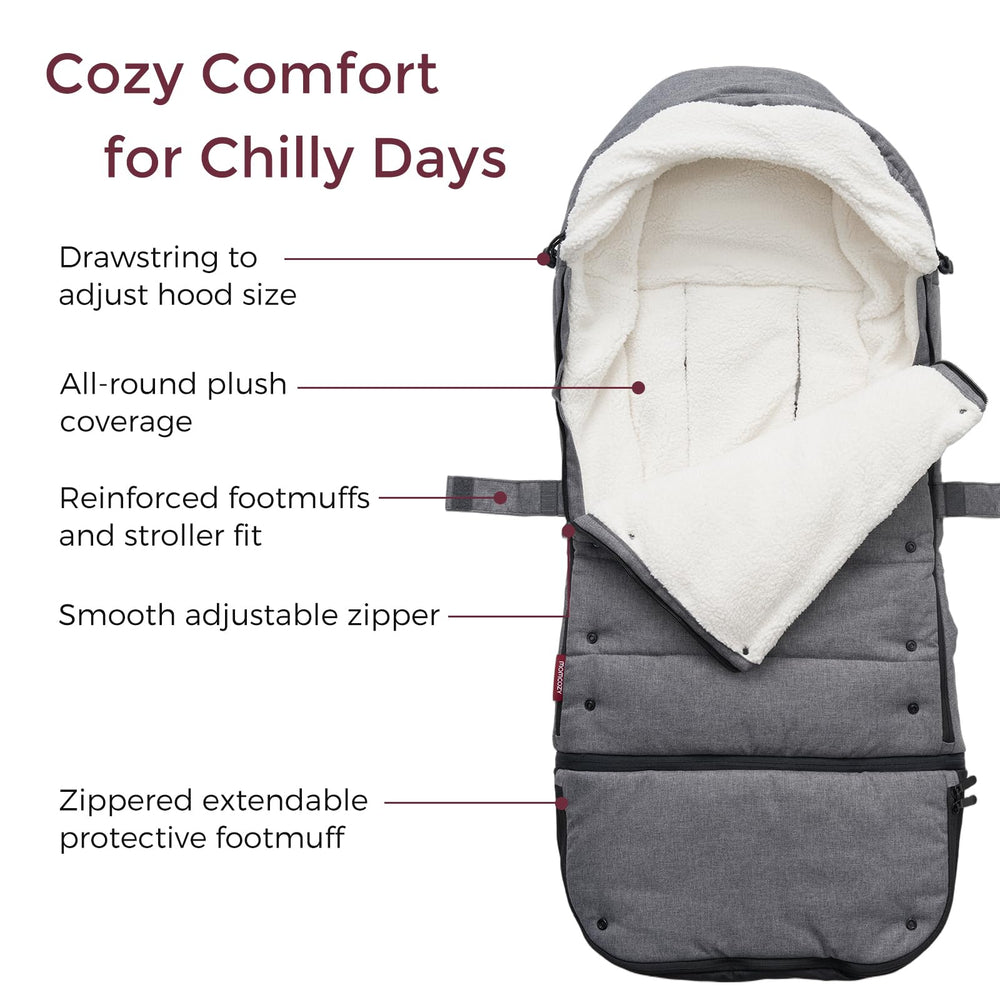 Momcozy stroller footmuff universal bottom-extend illustrates growth accommodation