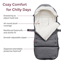 Momcozy stroller footmuff universal bottom-extend illustrates growth accommodation