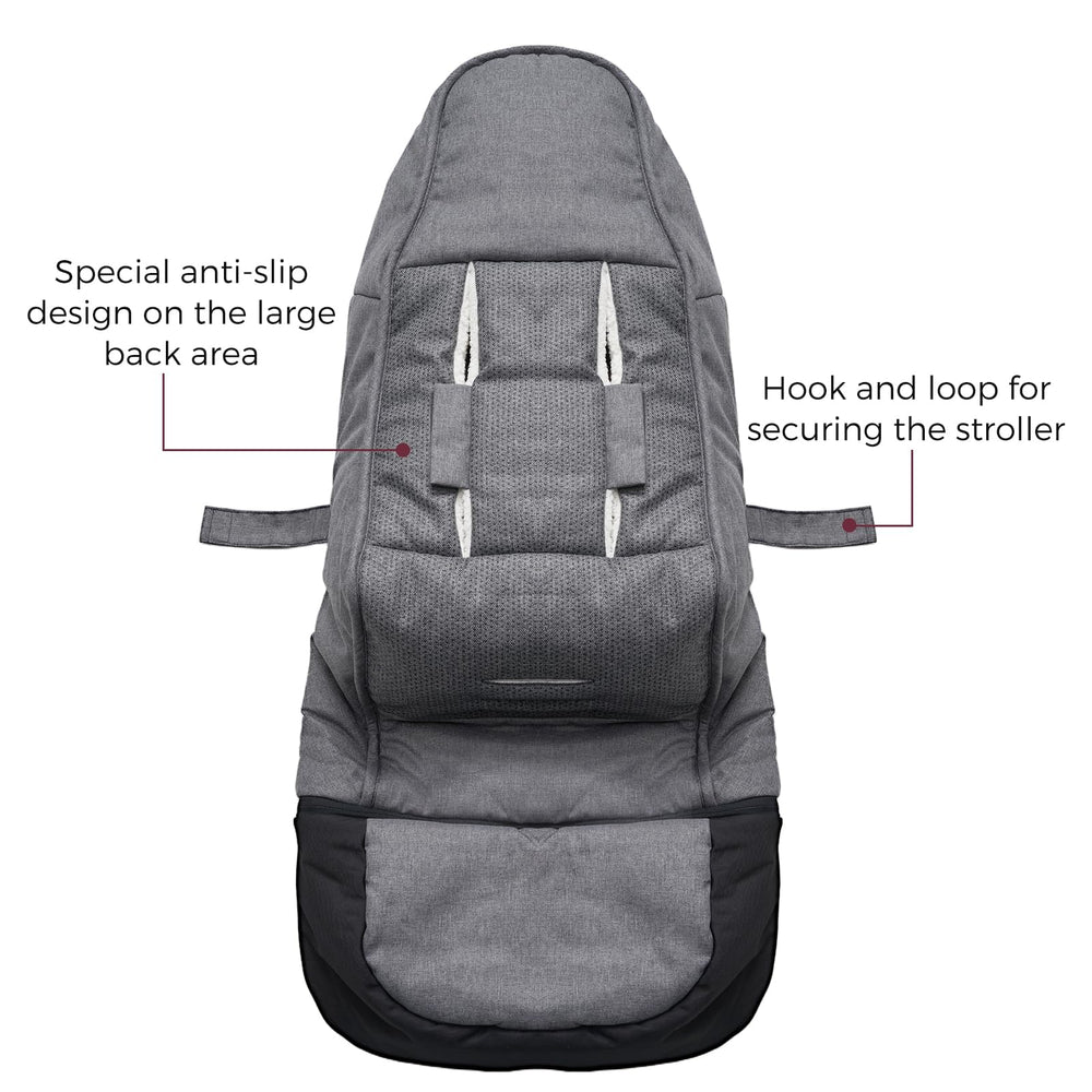 Momcozy stroller footmuff universal in-use demonstrates cozy weather protection during cold outings