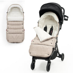 Momcozy stroller footmuff zippered coverage demonstrates customizable warmth for changing temps.