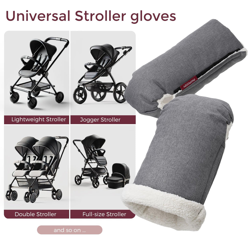 Momcozy stroller gloves side-zip design enables easy installation and removal