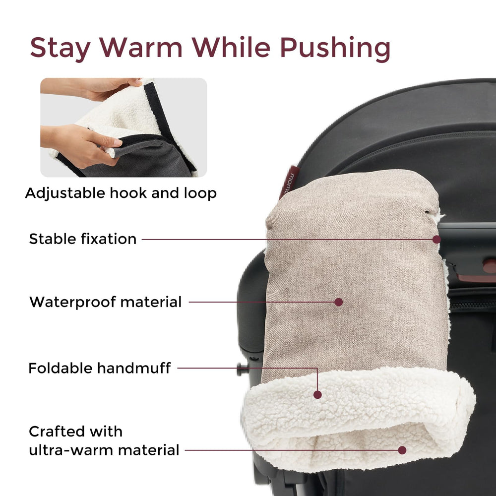 Momcozy Stroller Gloves universal-compatibility fit most handlebars for secure everyday use.