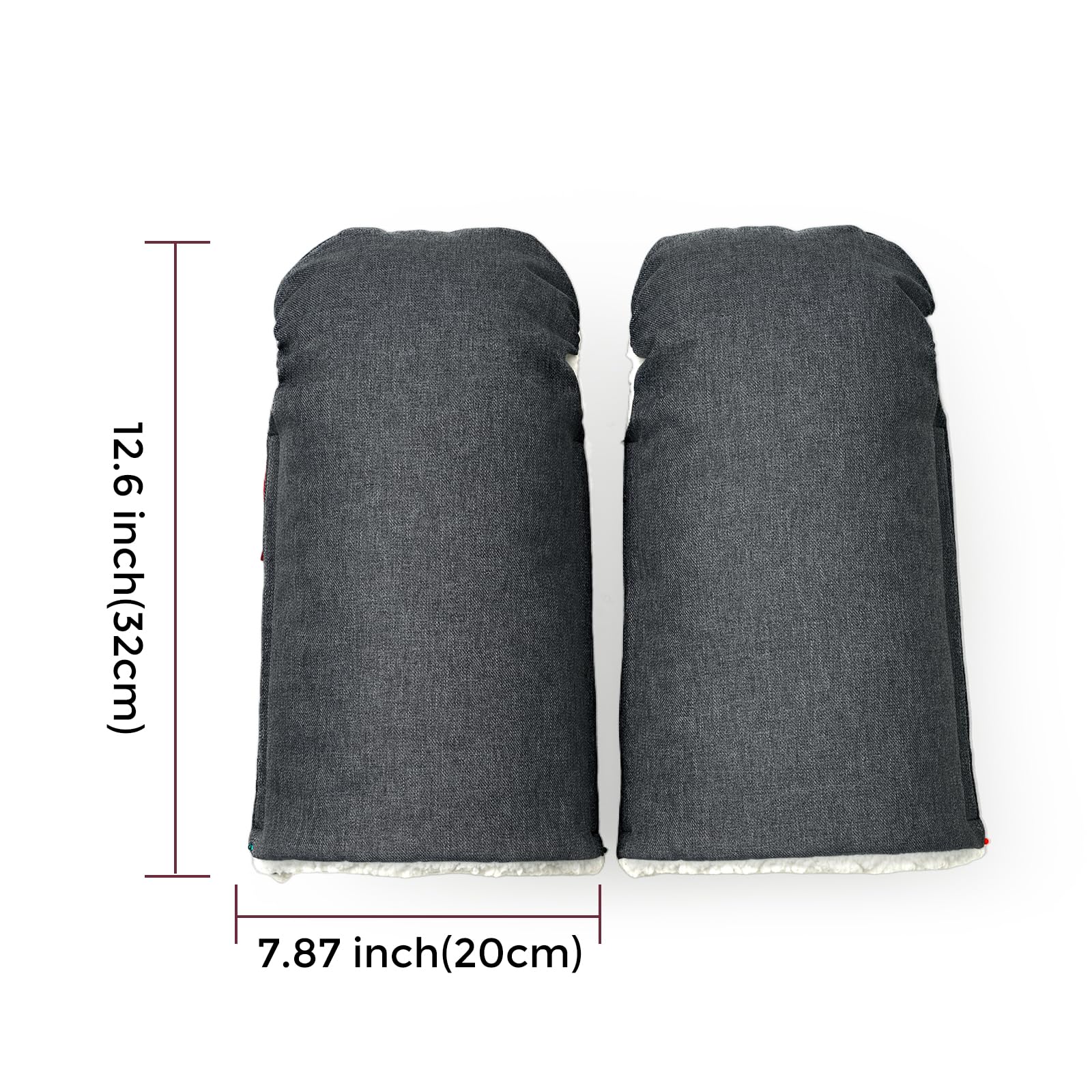 Momcozy Stroller Gloves Warmmuffs side zipper for easy on-off during outings.