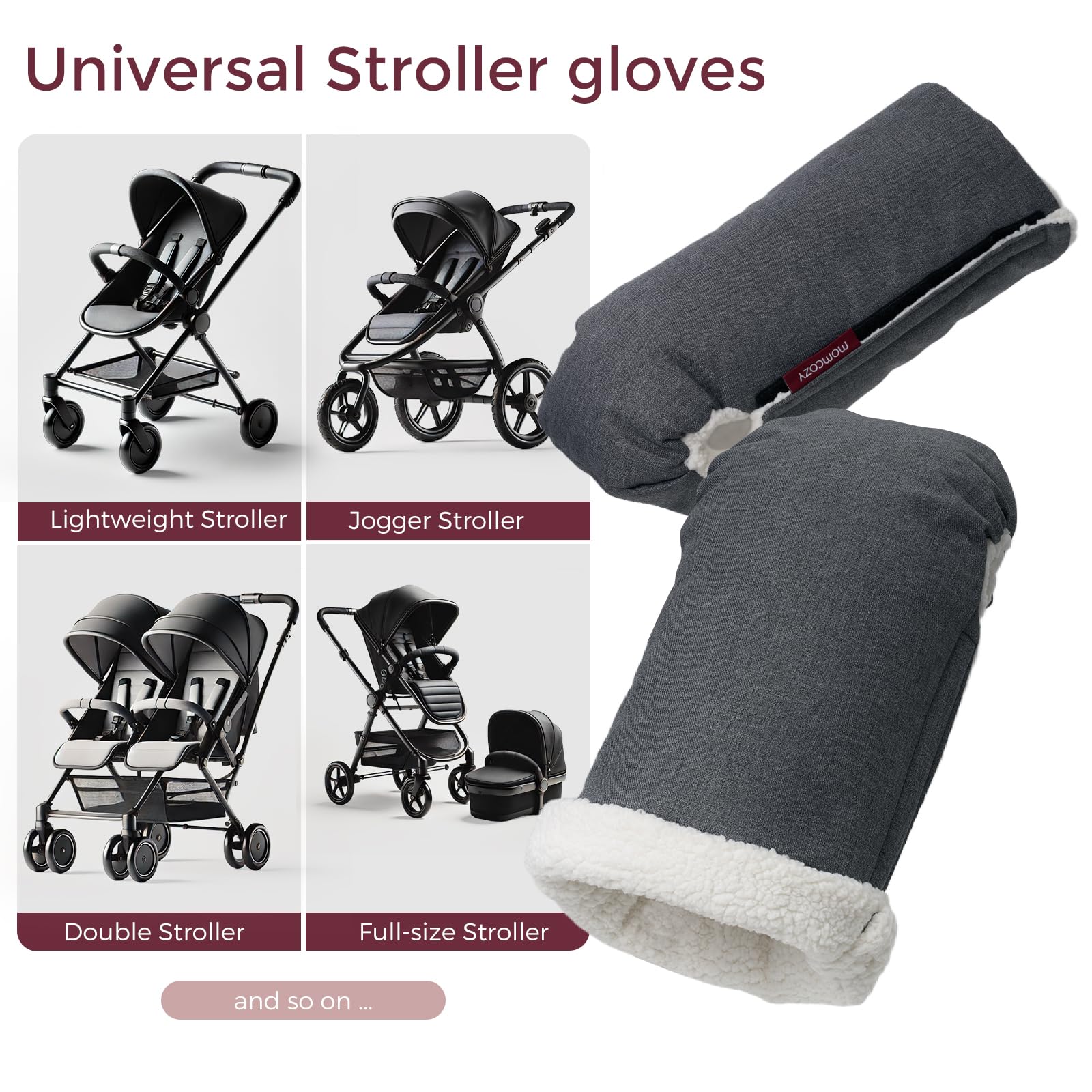 Momcozy Stroller Gloves Warmmuffs universal fit grips most stroller handles.