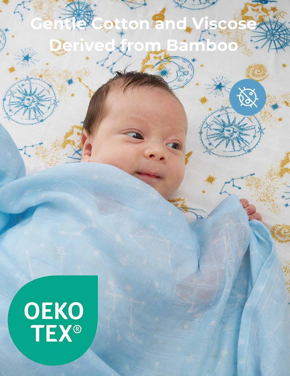 Momcozy swaddle blanket breathable fabric supports comfortable sleep with airflow.