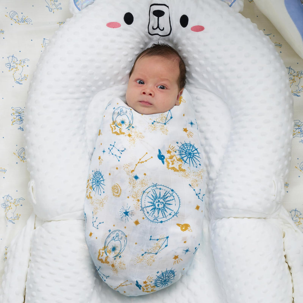 Momcozy blanket serves as burp cloth or nap-time wrap, keeping baby cozy and mess-contained.