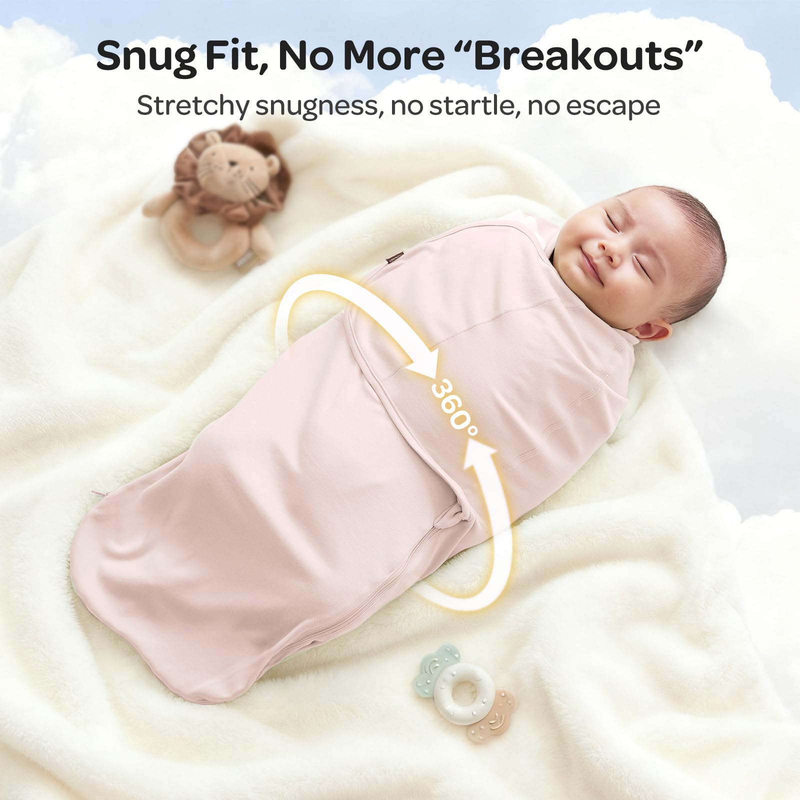 Momcozy swaddles bloom care-instructions sign illustrates simple washing and maintenance.