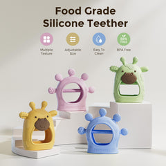 Momcozy teether adjustable wristband shows secure fit for tiny hands