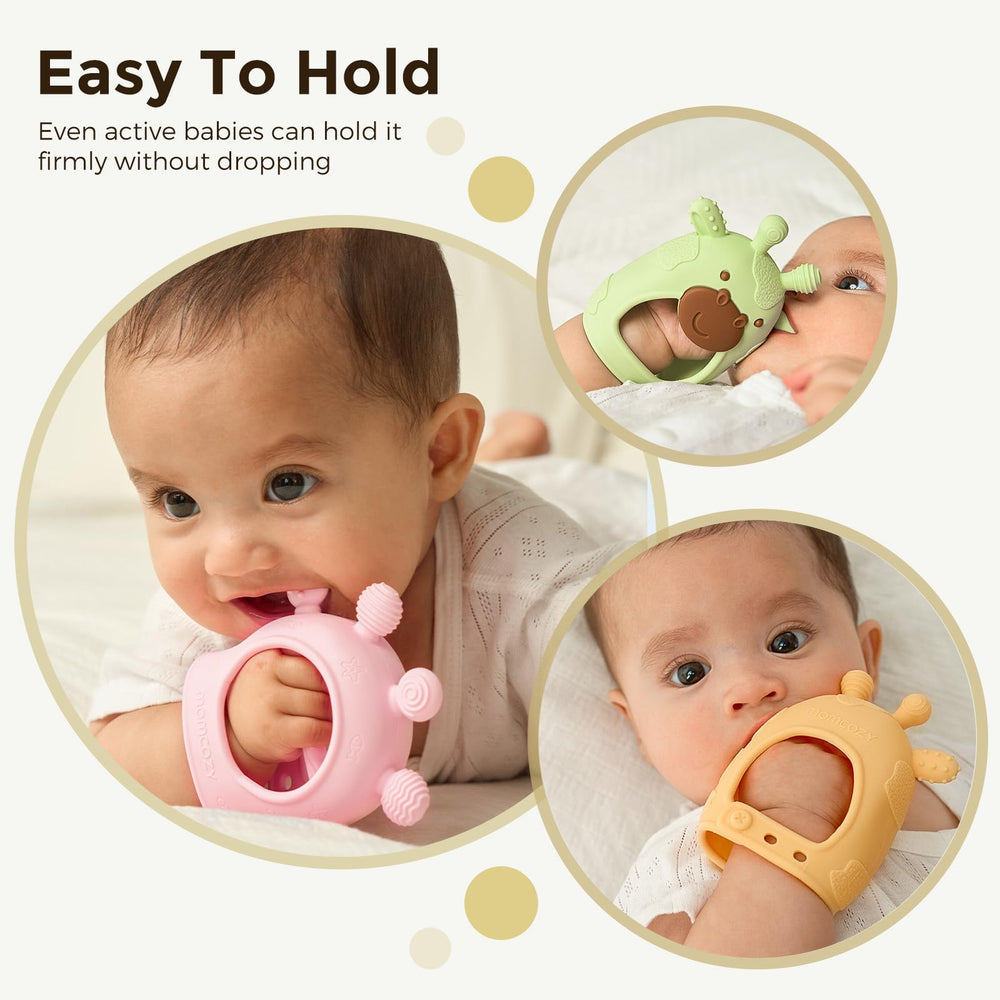 Momcozy teether easy-clean design supports steaming, boiling, and dishwasher cleaning
