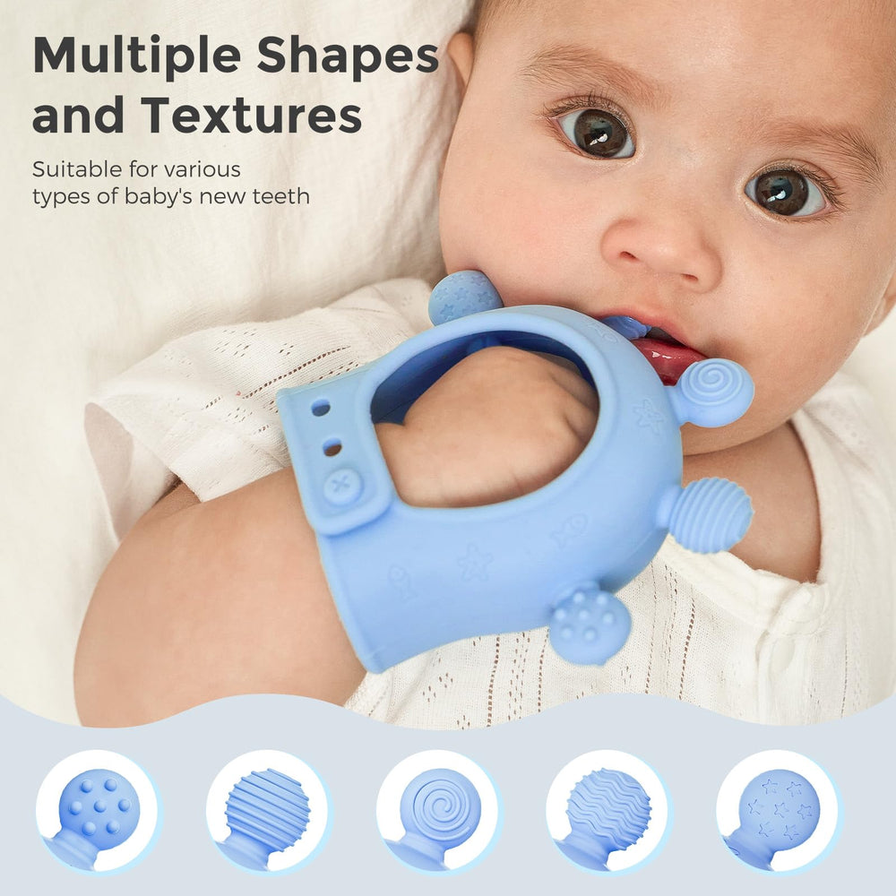 Momcozy teether multiple textures image showcases different bite points