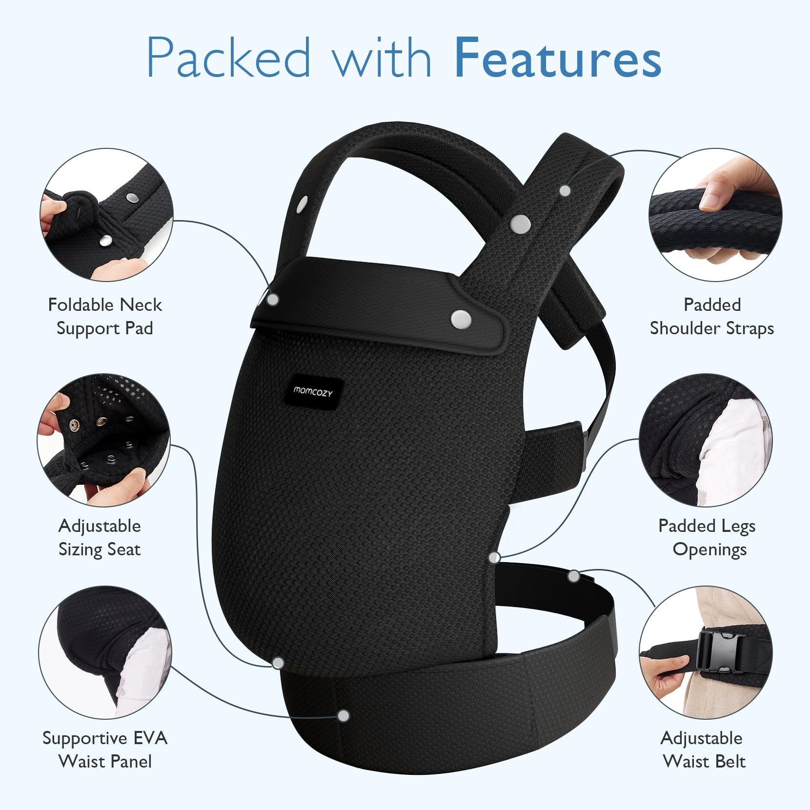 Momcozy three adjustable sizes adapt as your baby grows for a secure fit.