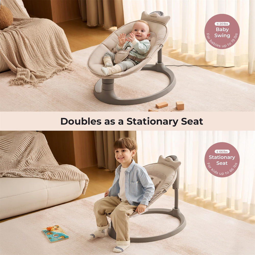 Momcozy toddler-seat mode with 66 lb capacity illustrates extended use for growing children.