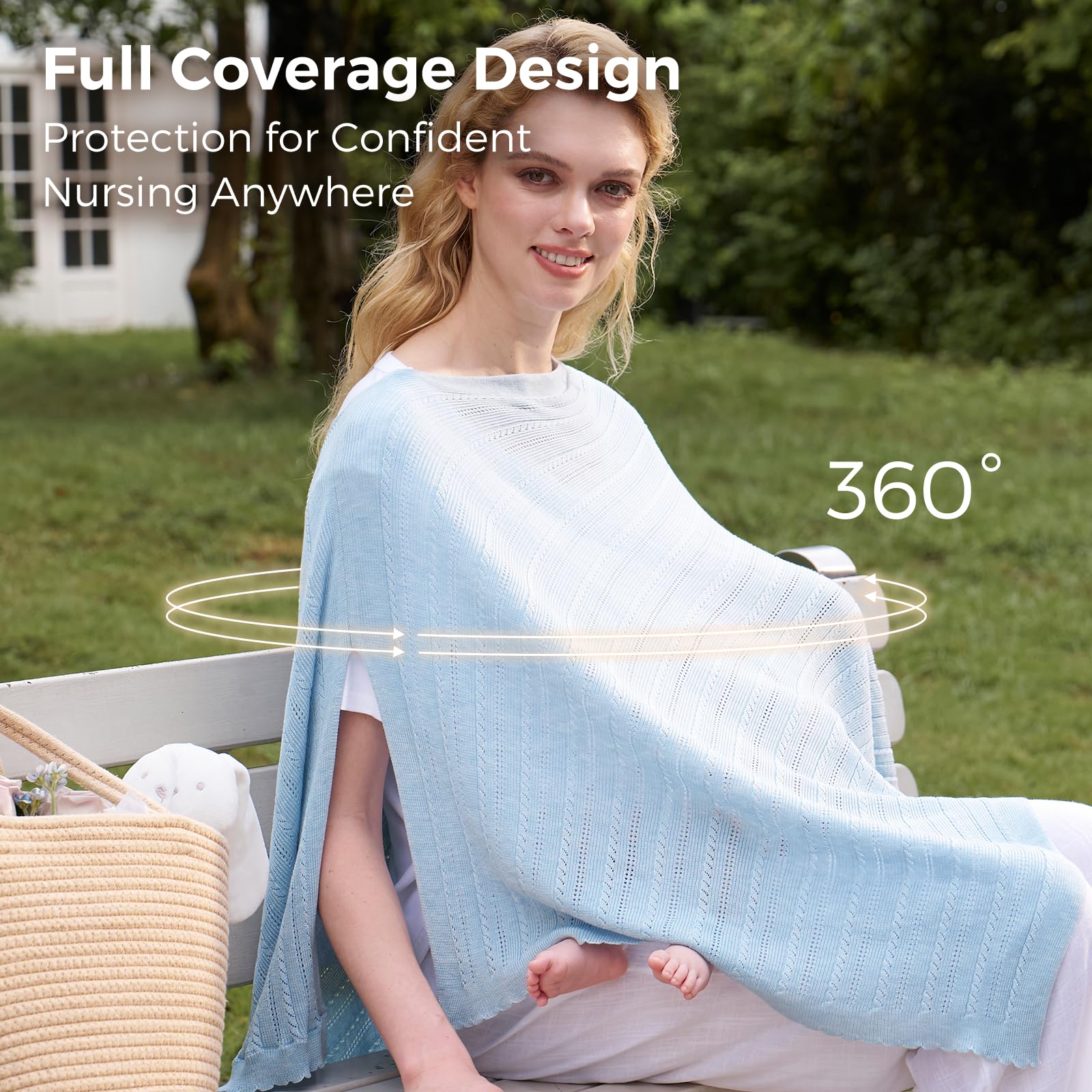 Momcozy Ultra-Light Nursing Cover blue pumping-cover for discreet pumping anywhere