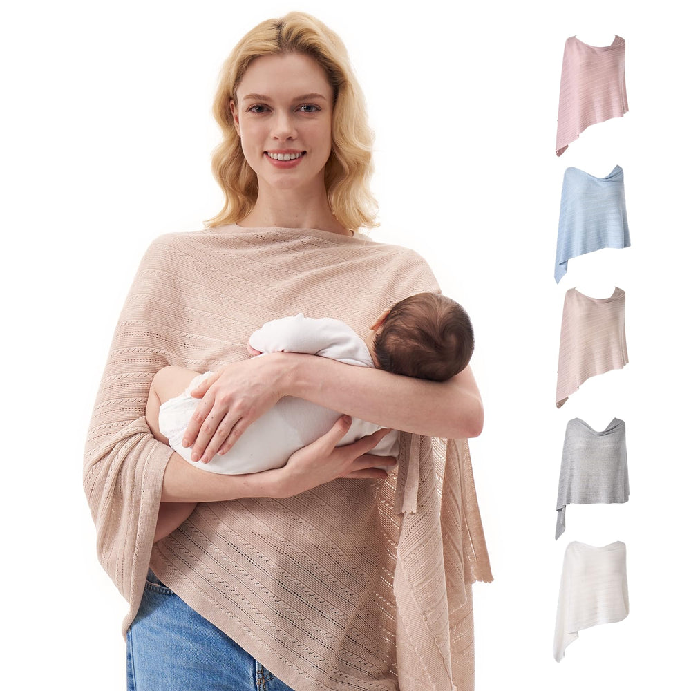 Momcozy Ultra-Light Nursing Cover in lyocell fabric offers breathable comfort during feeds.