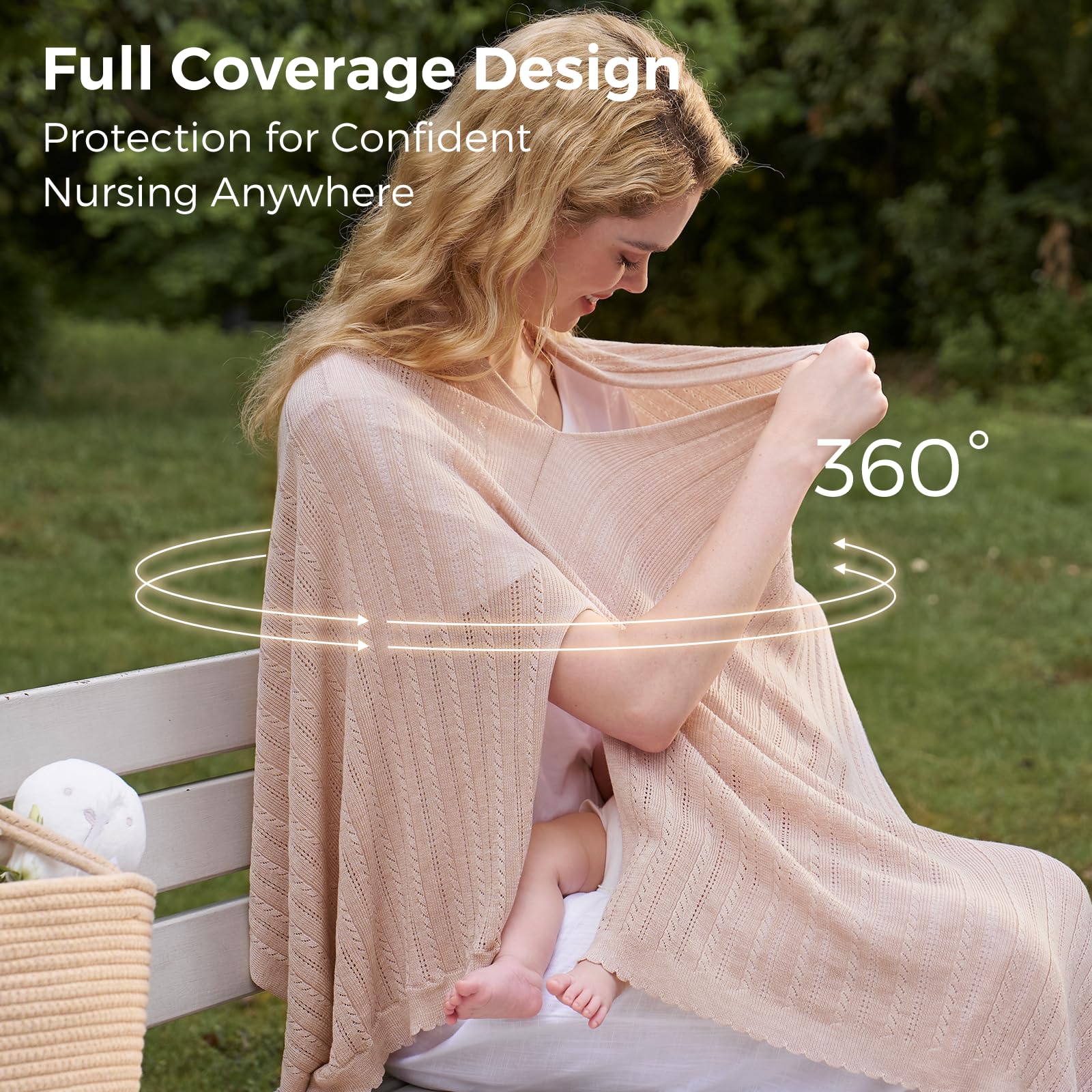 Momcozy Ultra-Light Nursing Cover showcases multi-use versatility as scarf, blanket, or poncho.
