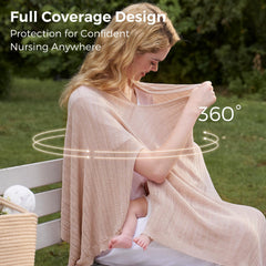 Momcozy Ultra-Light Nursing Cover showcases multi-use versatility as scarf, blanket, or poncho.