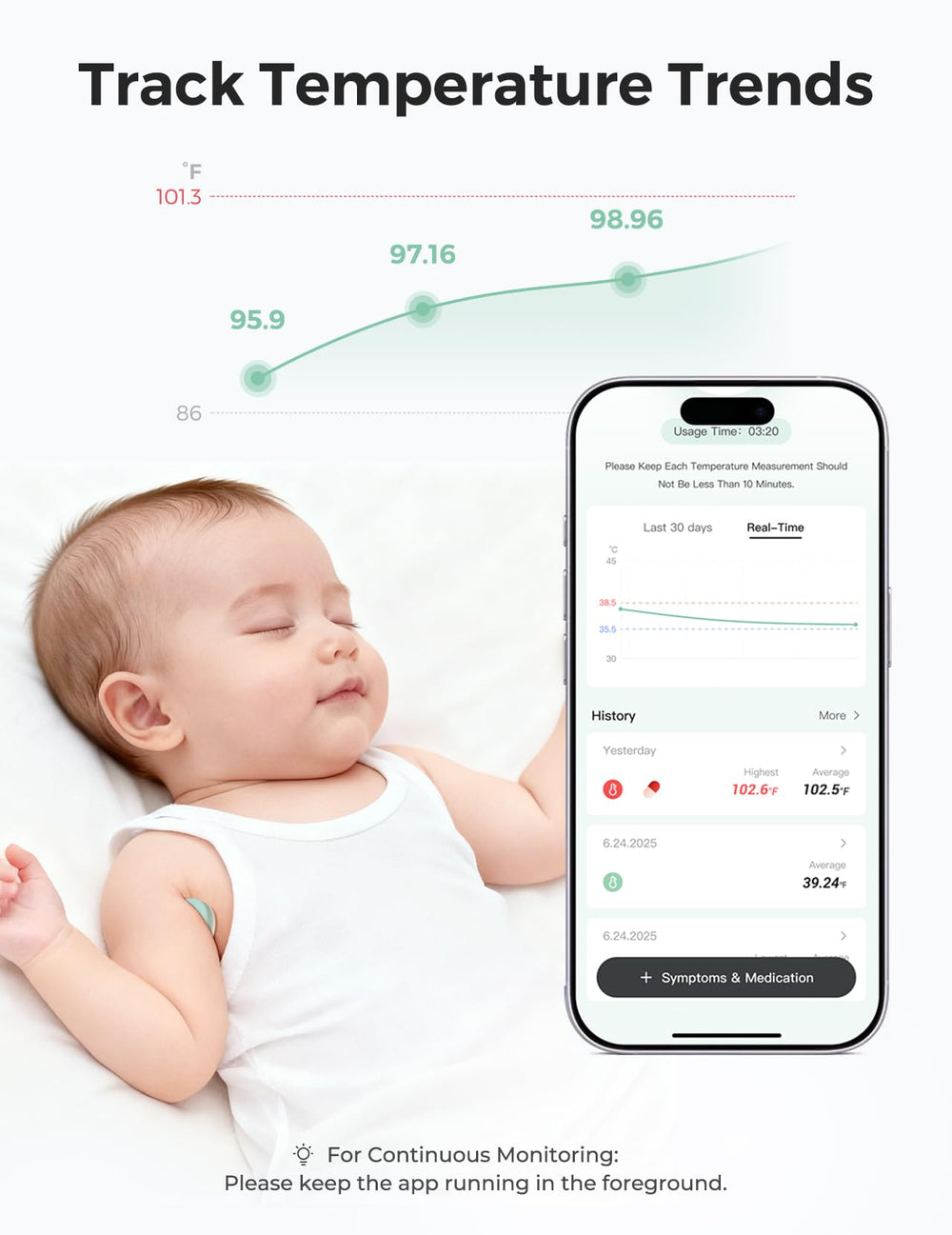 Momcozy underarm placement enables stable readings during sleep