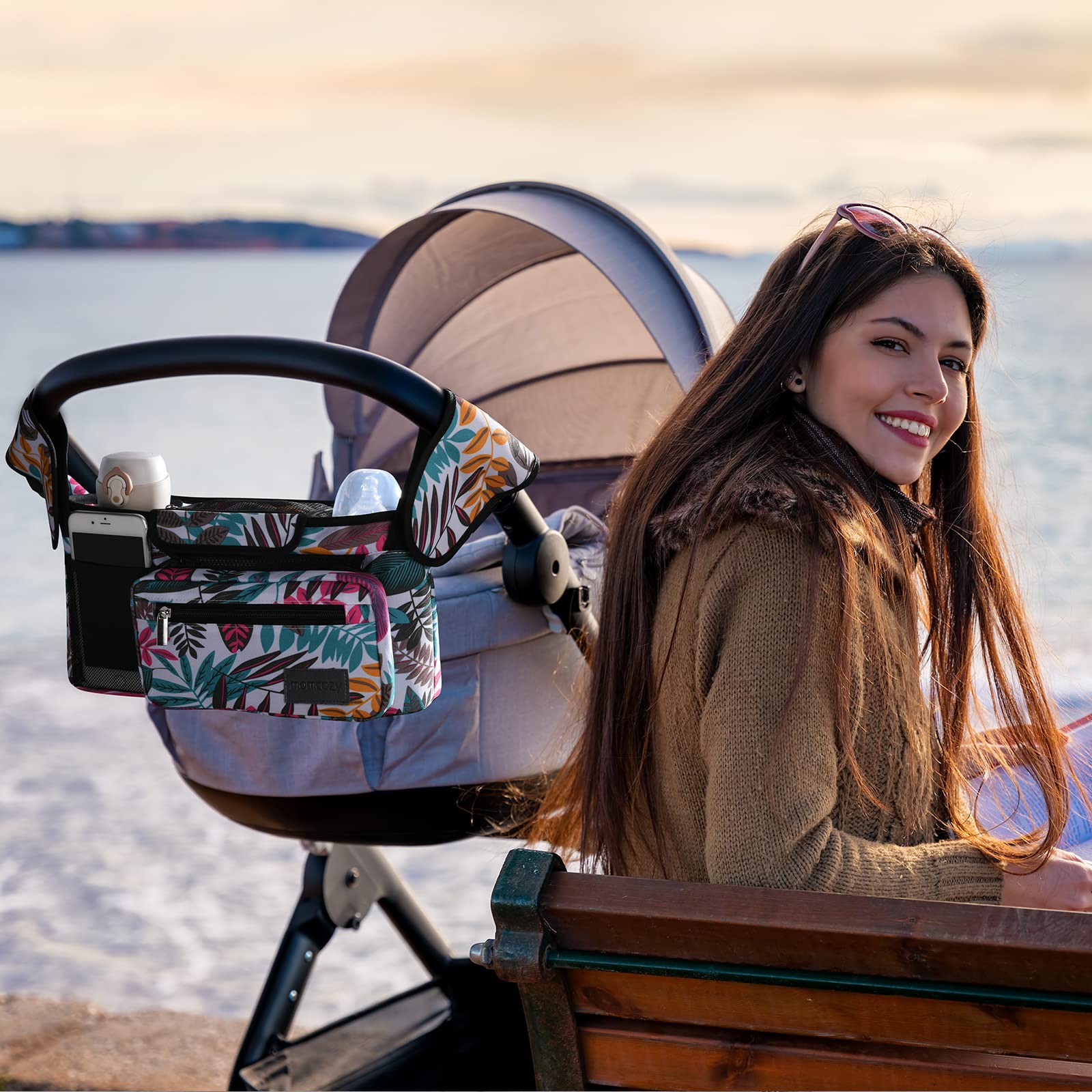 Momcozy universal stroller organizer compact design saves space while keeping essentials handy