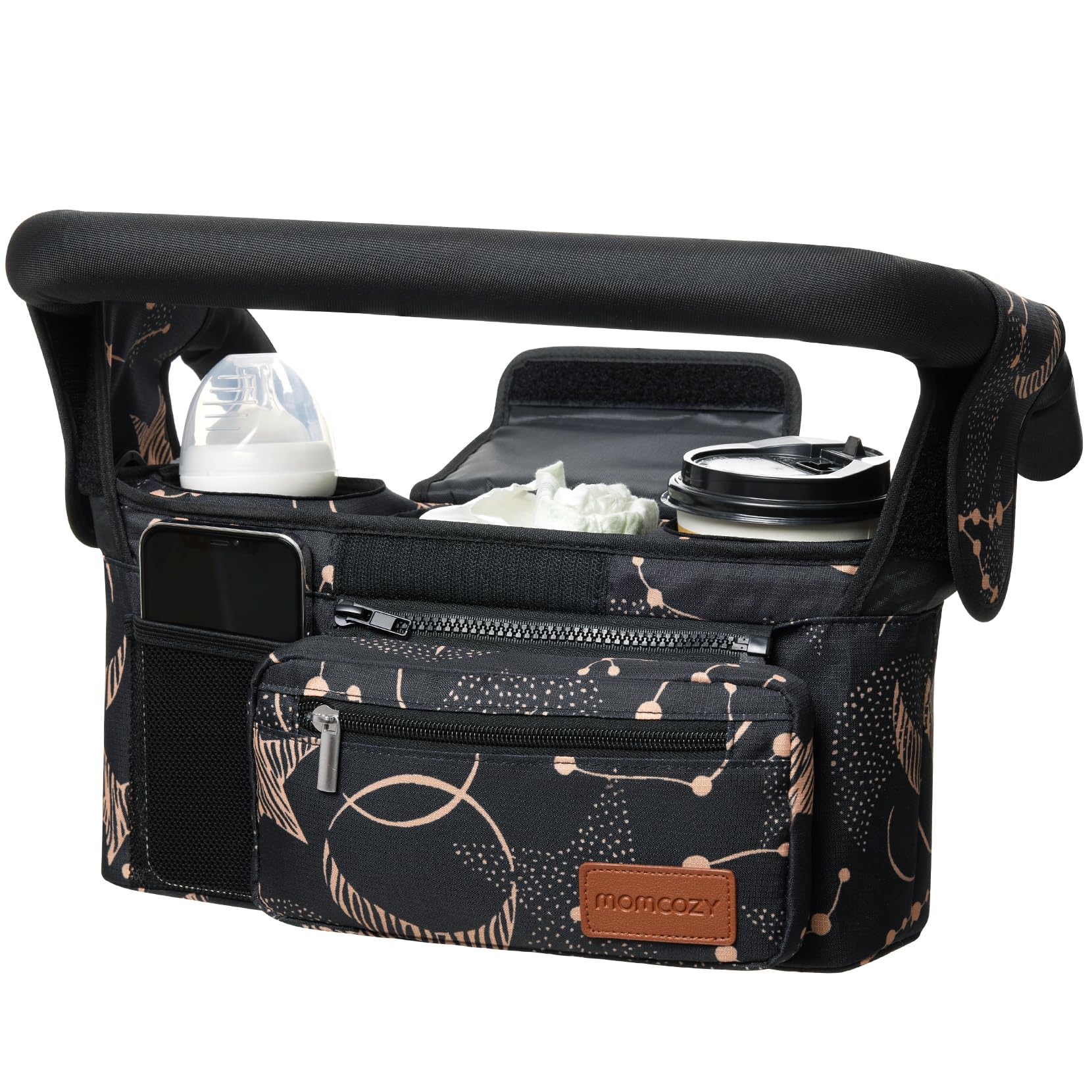 Momcozy universal stroller organizer cup holders keep drinks secure during strolls