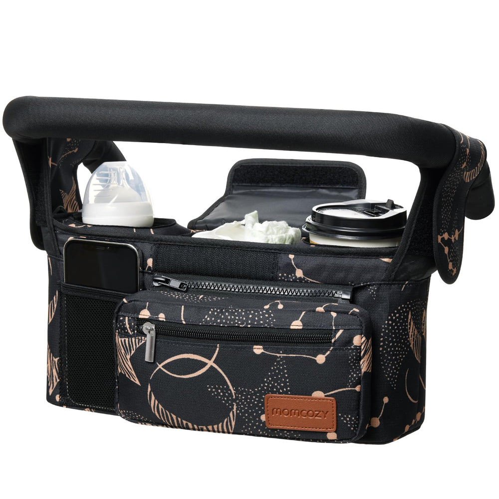 Momcozy universal stroller organizer cup holders keep drinks secure during strolls
