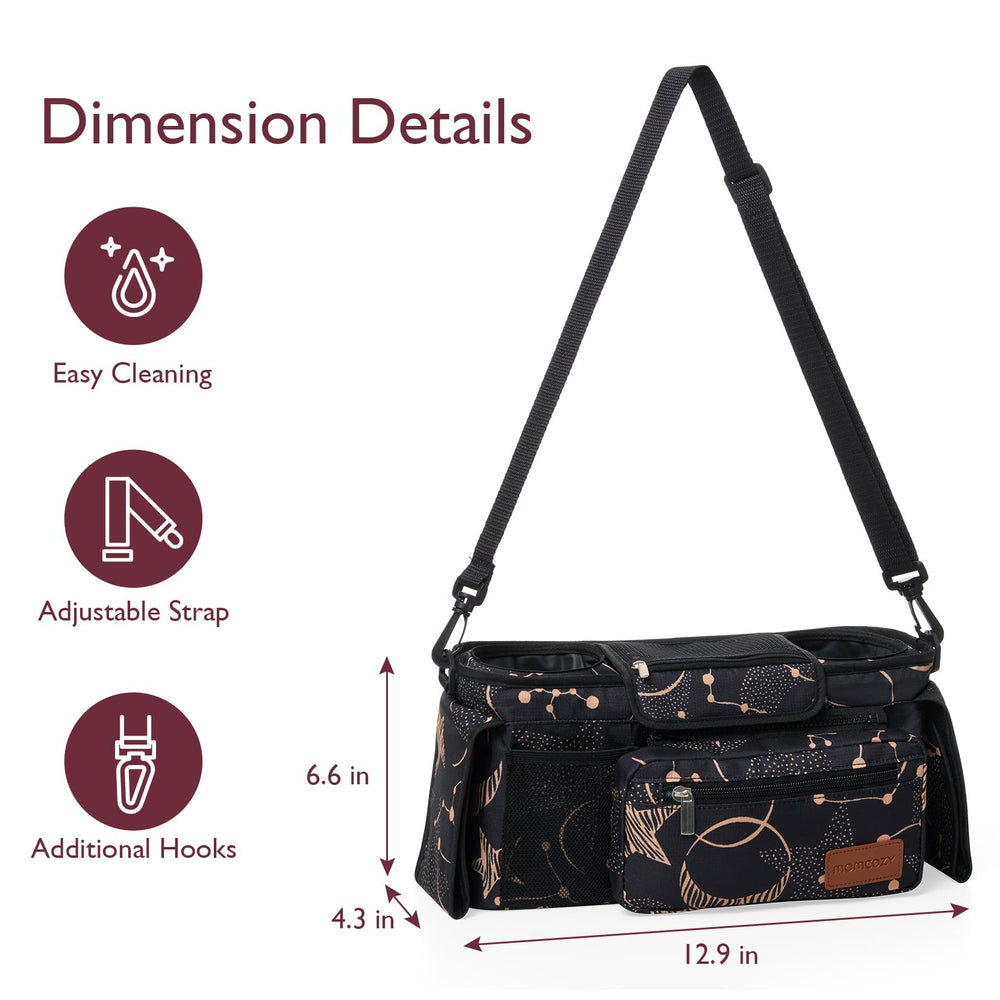 Momcozy universal stroller organizer easy-clean surface resists stains after a day out