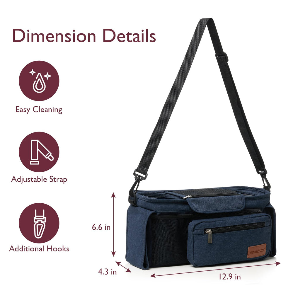Momcozy universal stroller organizer easy-clean surface simplifies maintenance after outings.